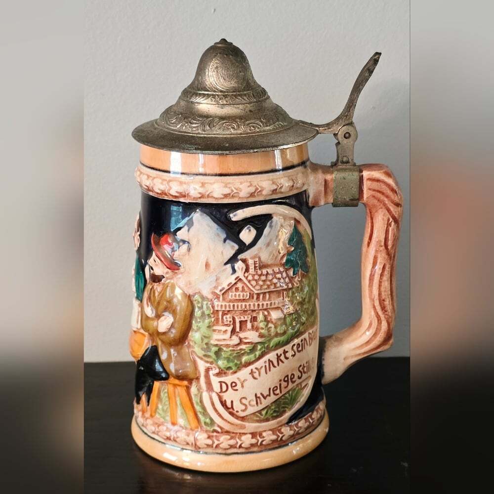 Vintage German Beer Stein with Lid